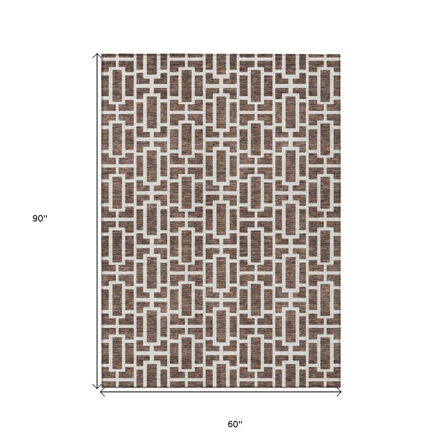 Tabselect Home Line 5' X 8' Brown And Beige Geometric Washable Indoor Outdoor Area Rug
