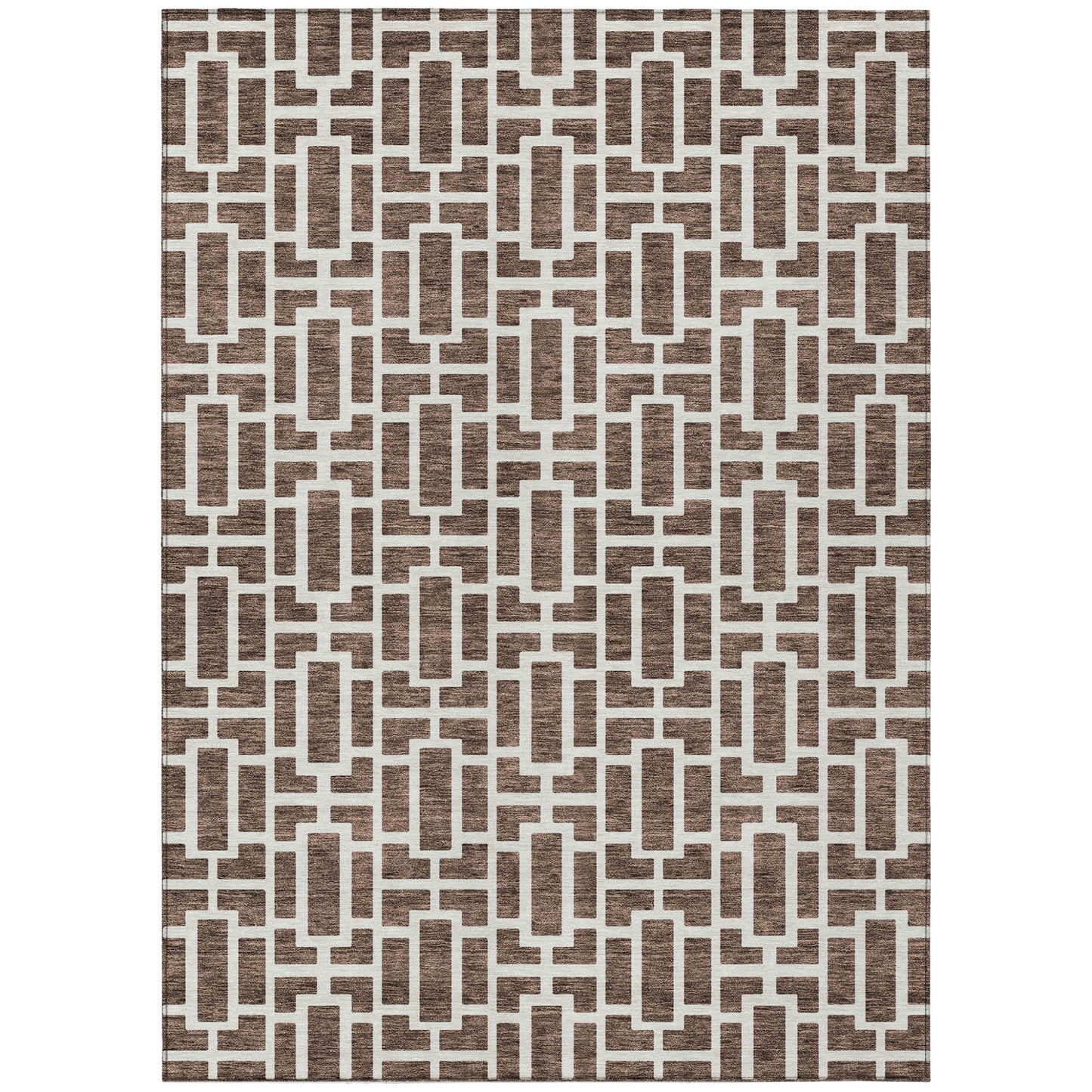 Tabselect Home Line 5' X 8' Brown And Beige Geometric Washable Indoor Outdoor Area Rug