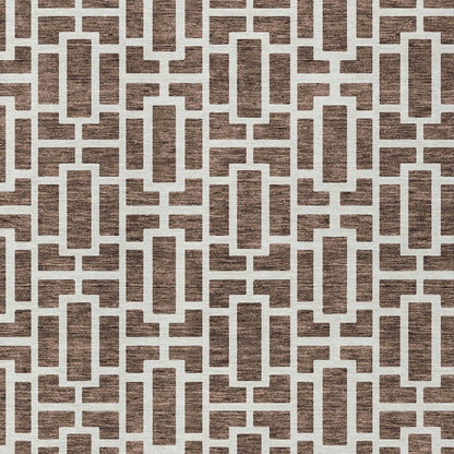 Tabselect Home Line 5' X 8' Brown And Beige Geometric Washable Indoor Outdoor Area Rug
