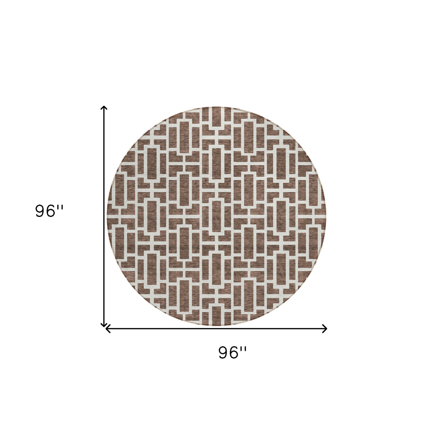 Tabselect Home Line 8' Brown And Beige Round Geometric Washable Indoor Outdoor Area Rug