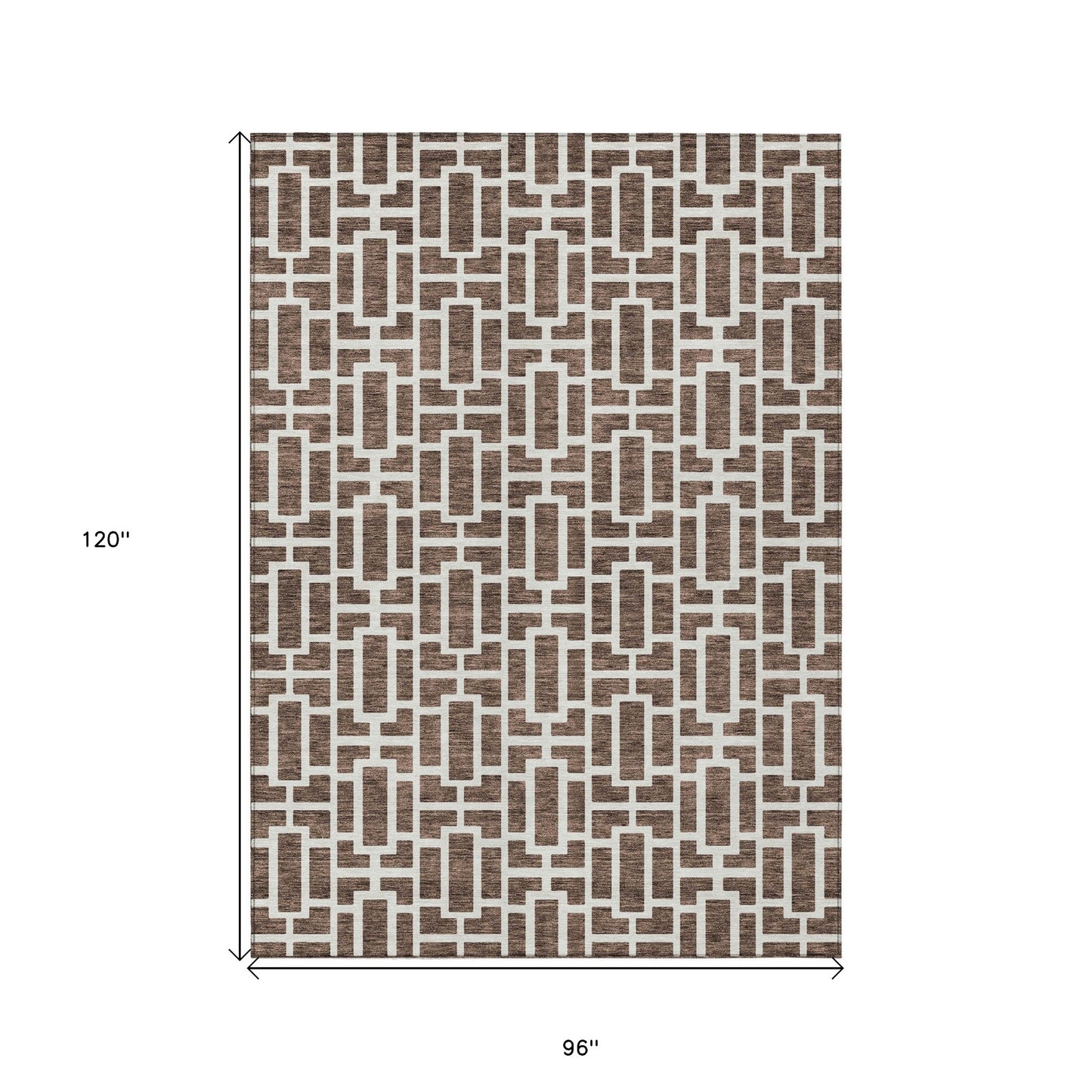 Tabselect Home Line 8' X 10' Brown And Beige Geometric Washable Indoor Outdoor Area Rug