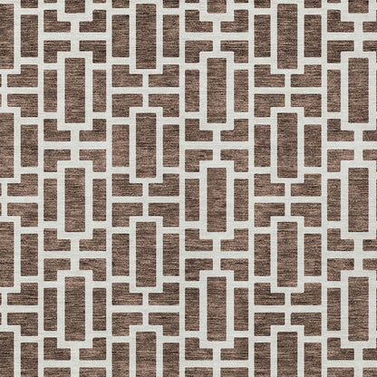 Tabselect Home Line 8' X 10' Brown And Beige Geometric Washable Indoor Outdoor Area Rug