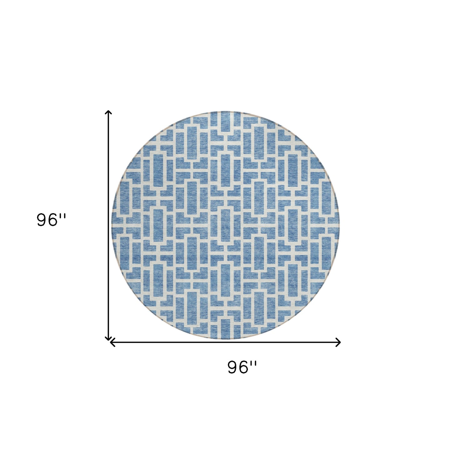 Tabselect Home Line 8' Denim Blue And Ivory Round Geometric Washable Indoor Outdoor Area Rug