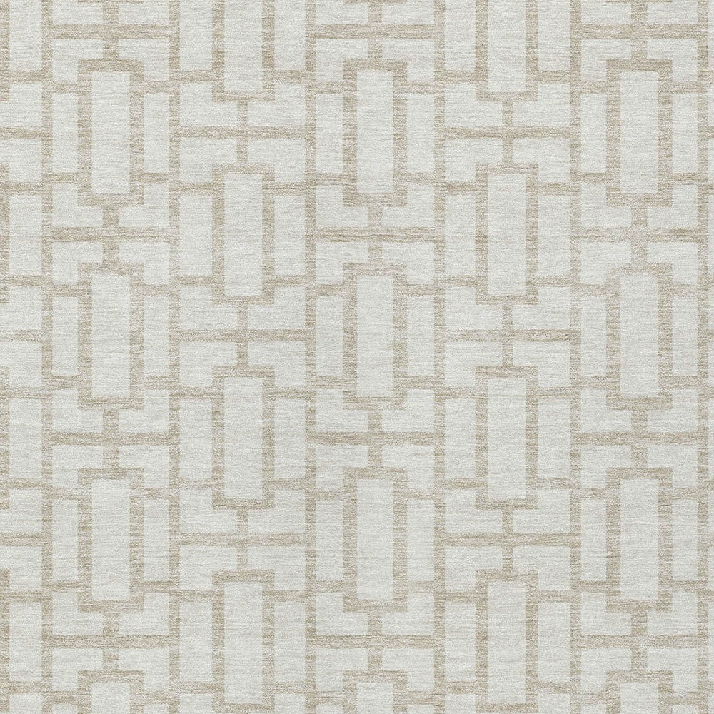 Tabselect Home Line 5' X 8' Ivory And Beige Geometric Washable Indoor Outdoor Area Rug