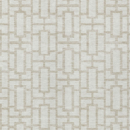 Tabselect Home Line 5' X 8' Ivory And Beige Geometric Washable Indoor Outdoor Area Rug