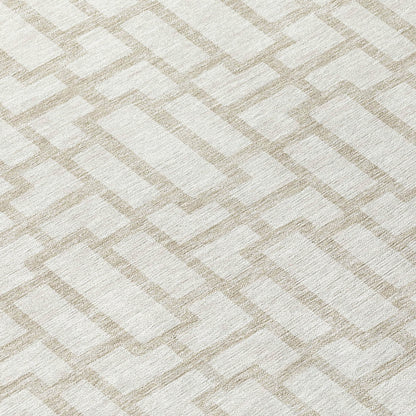 Tabselect Home Line 8' Ivory And Beige Round Geometric Washable Indoor Outdoor Area Rug