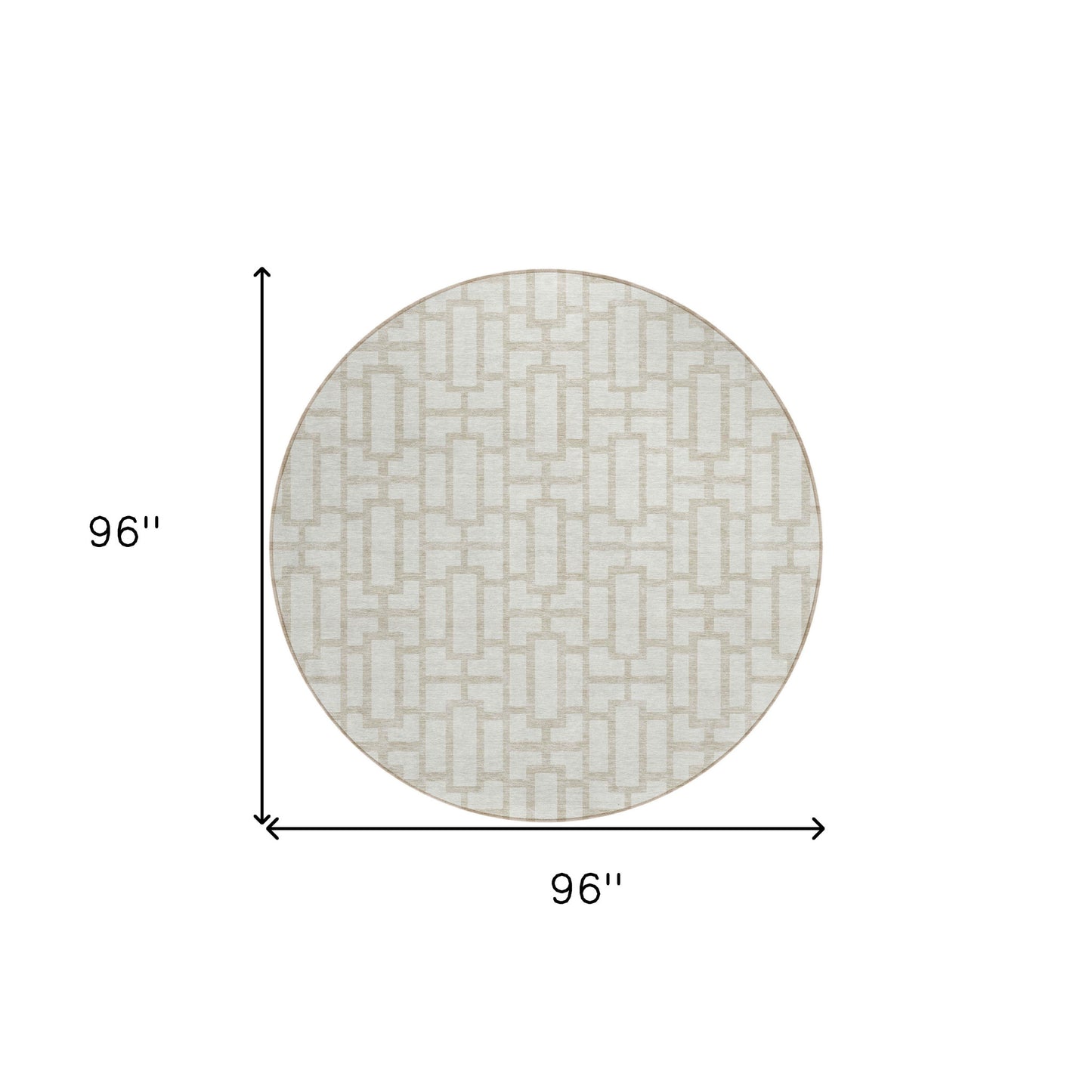 Tabselect Home Line 8' Ivory And Beige Round Geometric Washable Indoor Outdoor Area Rug