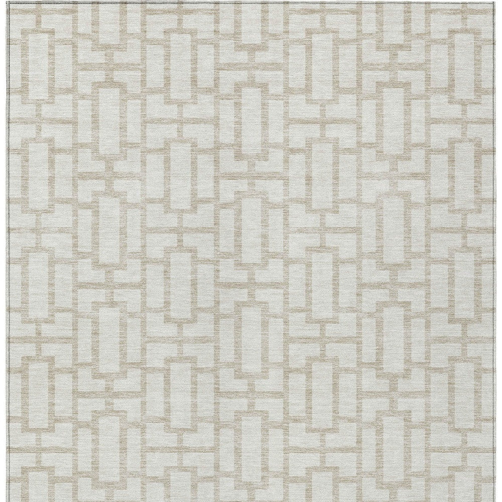 Tabselect Home Line 8' X 10' Ivory And Beige Geometric Washable Indoor Outdoor Area Rug
