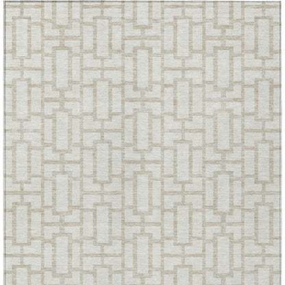 Tabselect Home Line 8' X 10' Ivory And Beige Geometric Washable Indoor Outdoor Area Rug