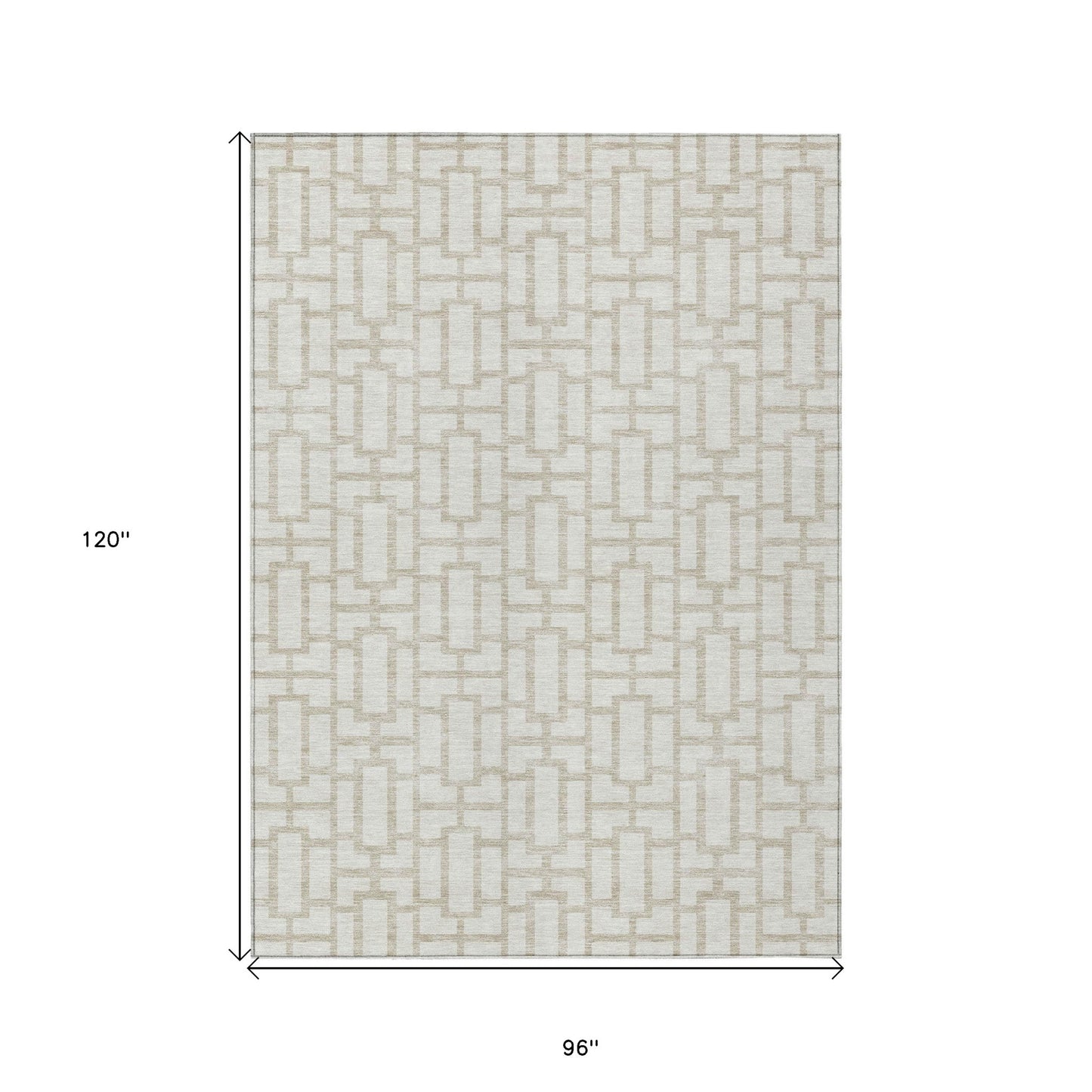 Tabselect Home Line 8' X 10' Ivory And Beige Geometric Washable Indoor Outdoor Area Rug