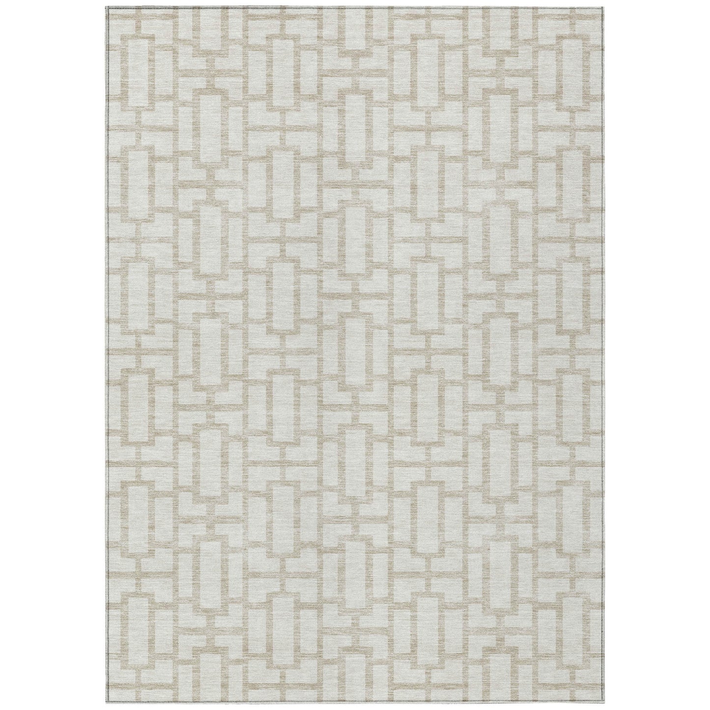 Tabselect Home Line 8' X 10' Ivory And Beige Geometric Washable Indoor Outdoor Area Rug