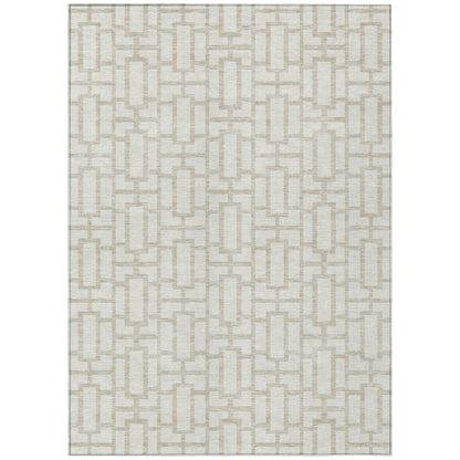 Tabselect Home Line 8' X 10' Ivory And Beige Geometric Washable Indoor Outdoor Area Rug