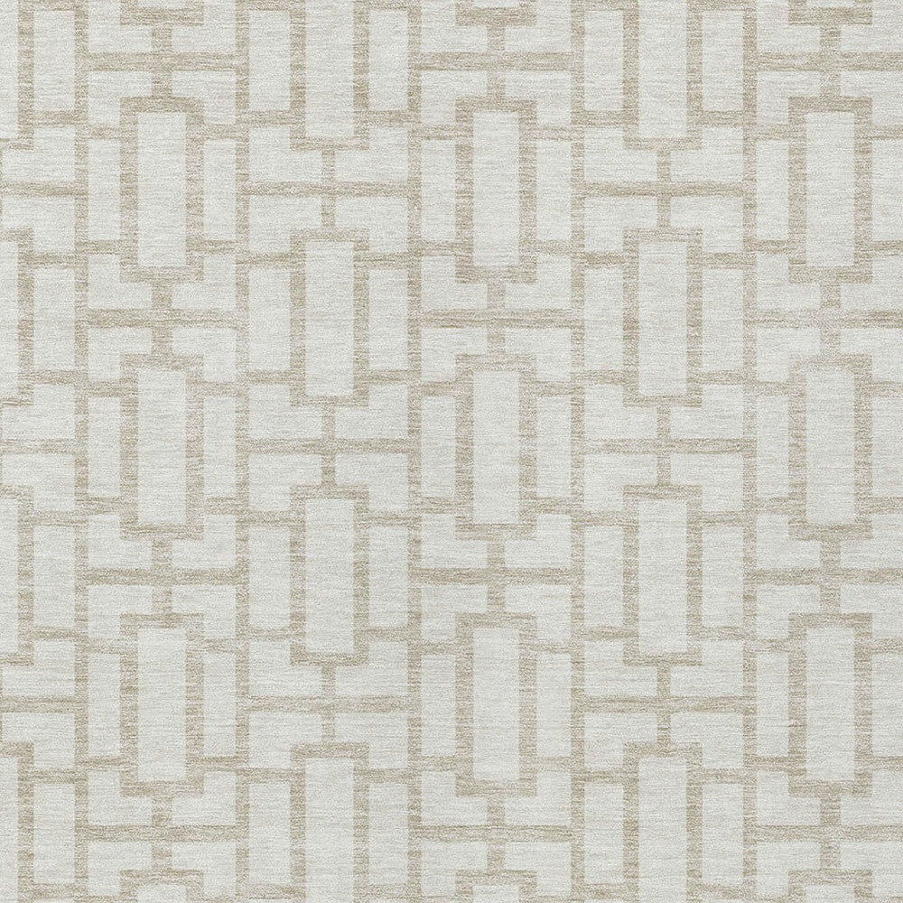 Tabselect Home Line 8' X 10' Ivory And Beige Geometric Washable Indoor Outdoor Area Rug