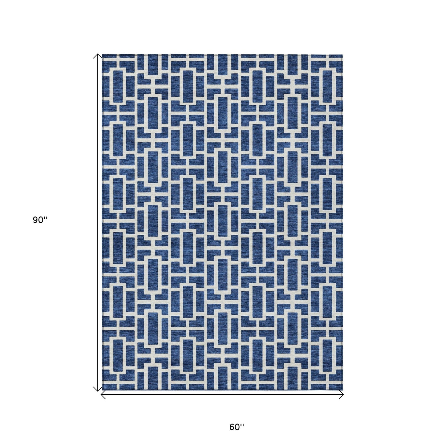 Tabselect Home Line 5' X 8' Navy Blue And Ivory Geometric Washable Indoor Outdoor Area Rug