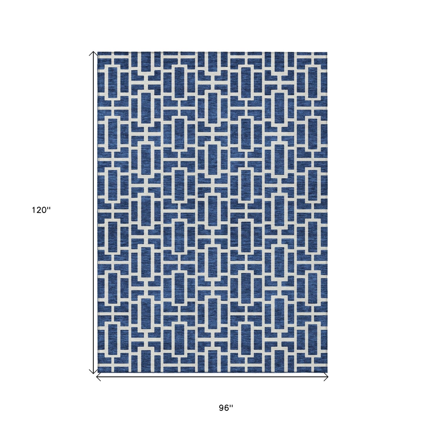 Tabselect Home Line 8' X 10' Navy Blue And Ivory Geometric Washable Indoor Outdoor Area Rug