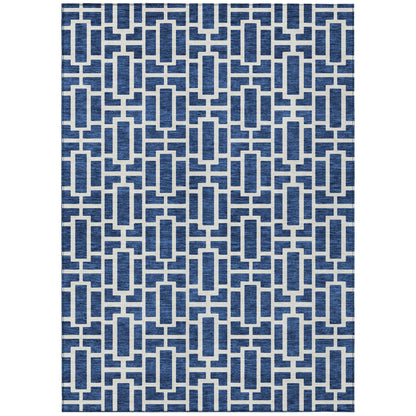 Tabselect Home Line 8' X 10' Navy Blue And Ivory Geometric Washable Indoor Outdoor Area Rug