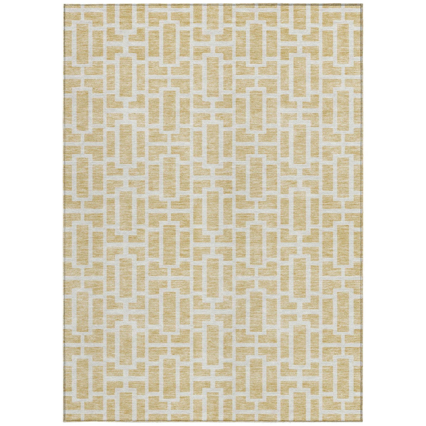 Tabselect Home Line 5' X 8' Wheat And Ivory Geometric Washable Indoor Outdoor Area Rug