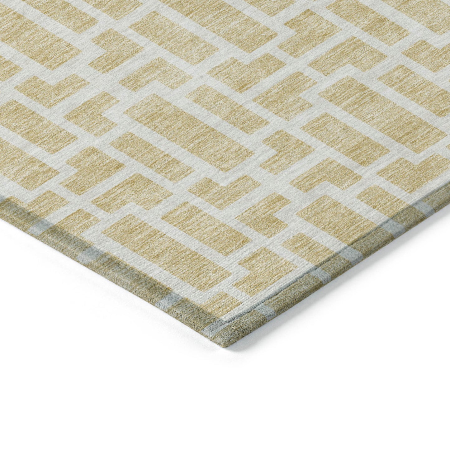Tabselect Home Line 5' X 8' Wheat And Ivory Geometric Washable Indoor Outdoor Area Rug