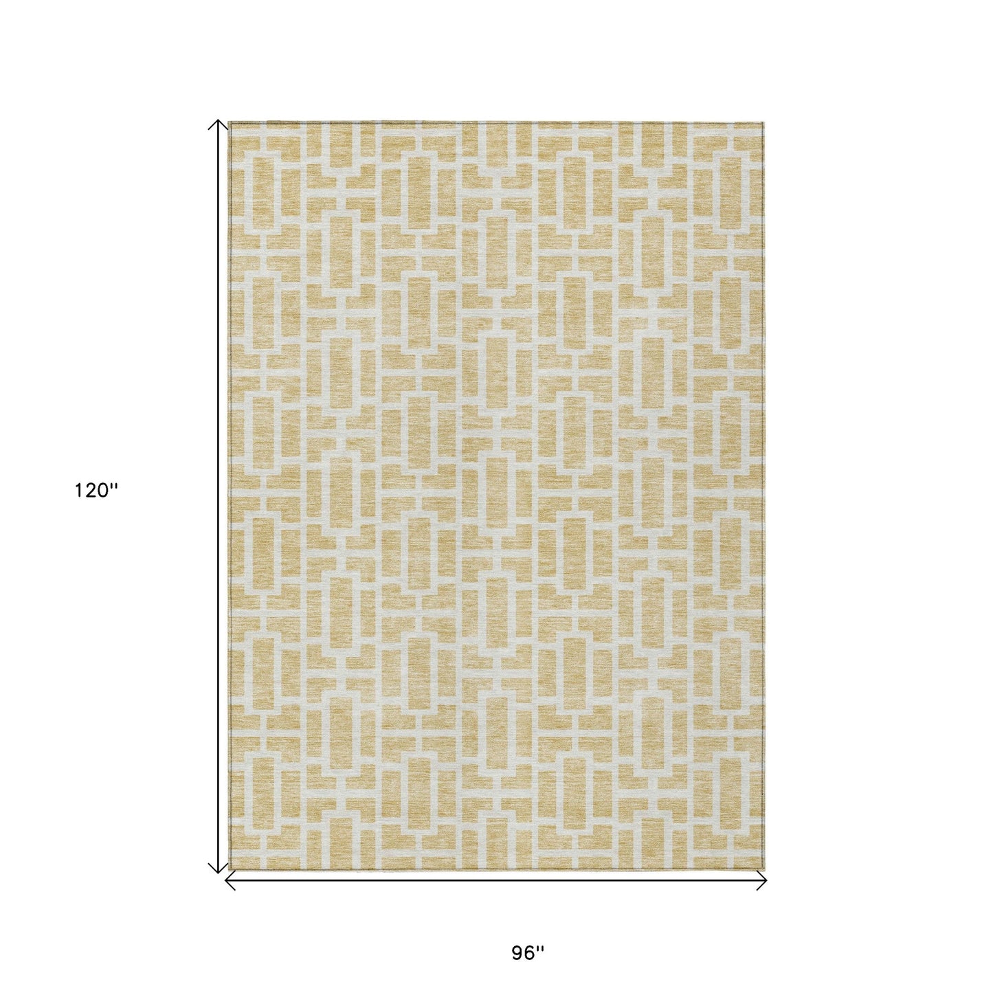 Tabselect Home Line 8' X 10' Wheat And Ivory Geometric Washable Indoor Outdoor Area Rug