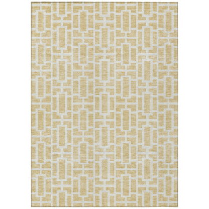 Tabselect Home Line 8' X 10' Wheat And Ivory Geometric Washable Indoor Outdoor Area Rug