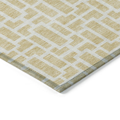 Tabselect Home Line 8' X 10' Wheat And Ivory Geometric Washable Indoor Outdoor Area Rug