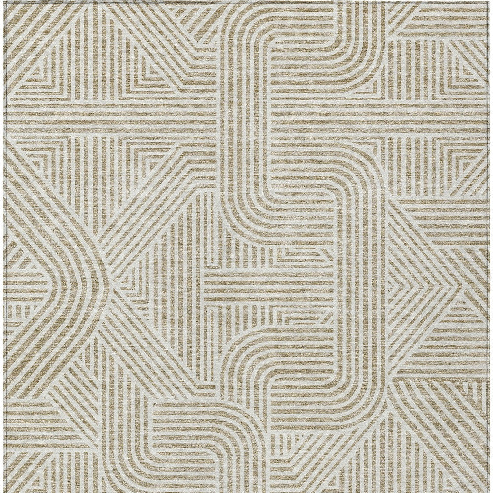 Tabselect Home Line 8' X 10' Beige And Brown Abstract Washable Indoor Outdoor Area Rug