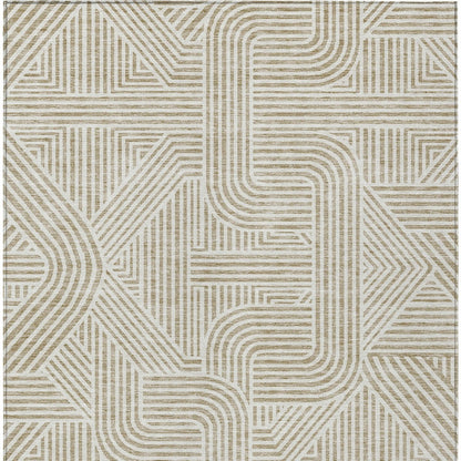 Tabselect Home Line 8' X 10' Beige And Brown Abstract Washable Indoor Outdoor Area Rug