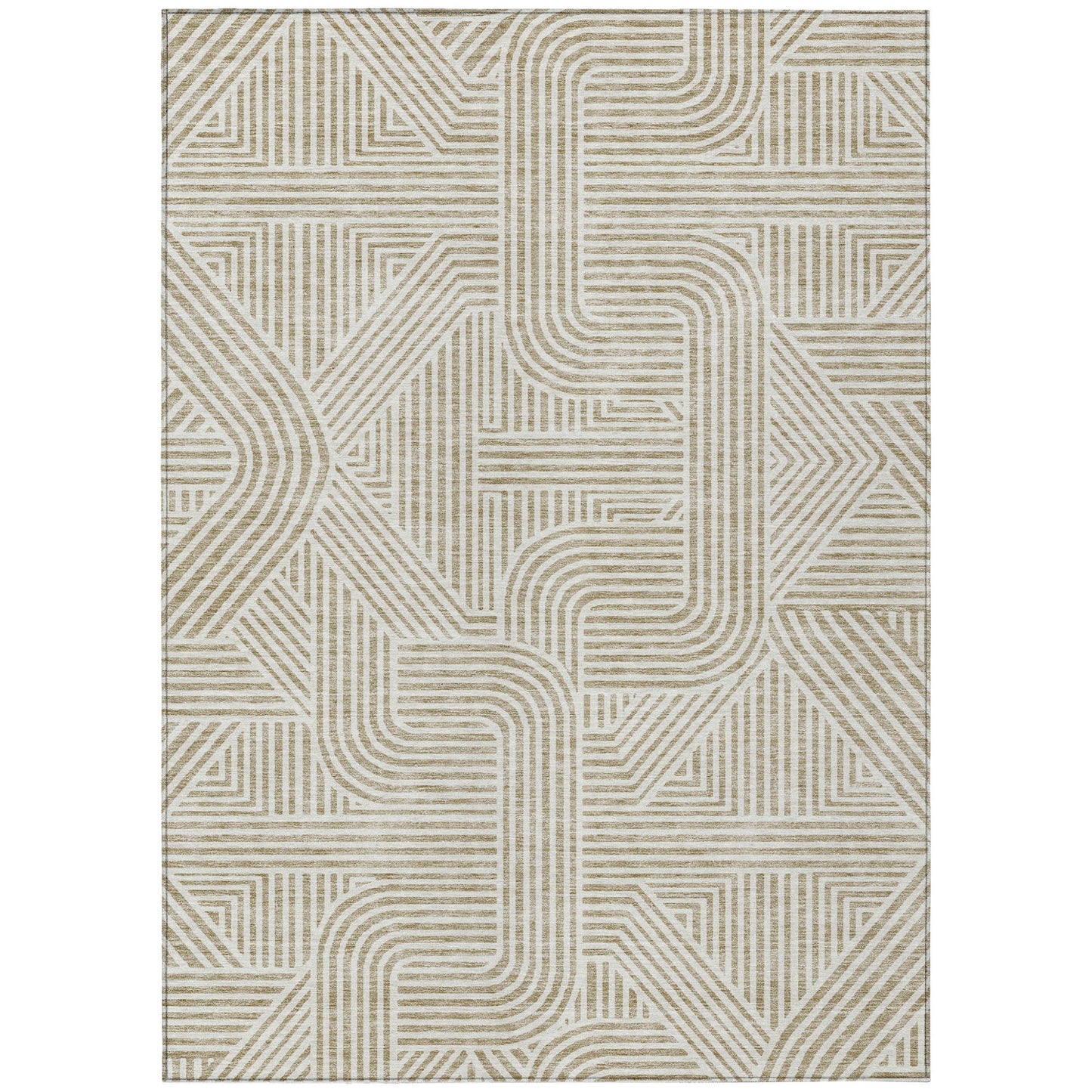 Tabselect Home Line 8' X 10' Beige And Brown Abstract Washable Indoor Outdoor Area Rug