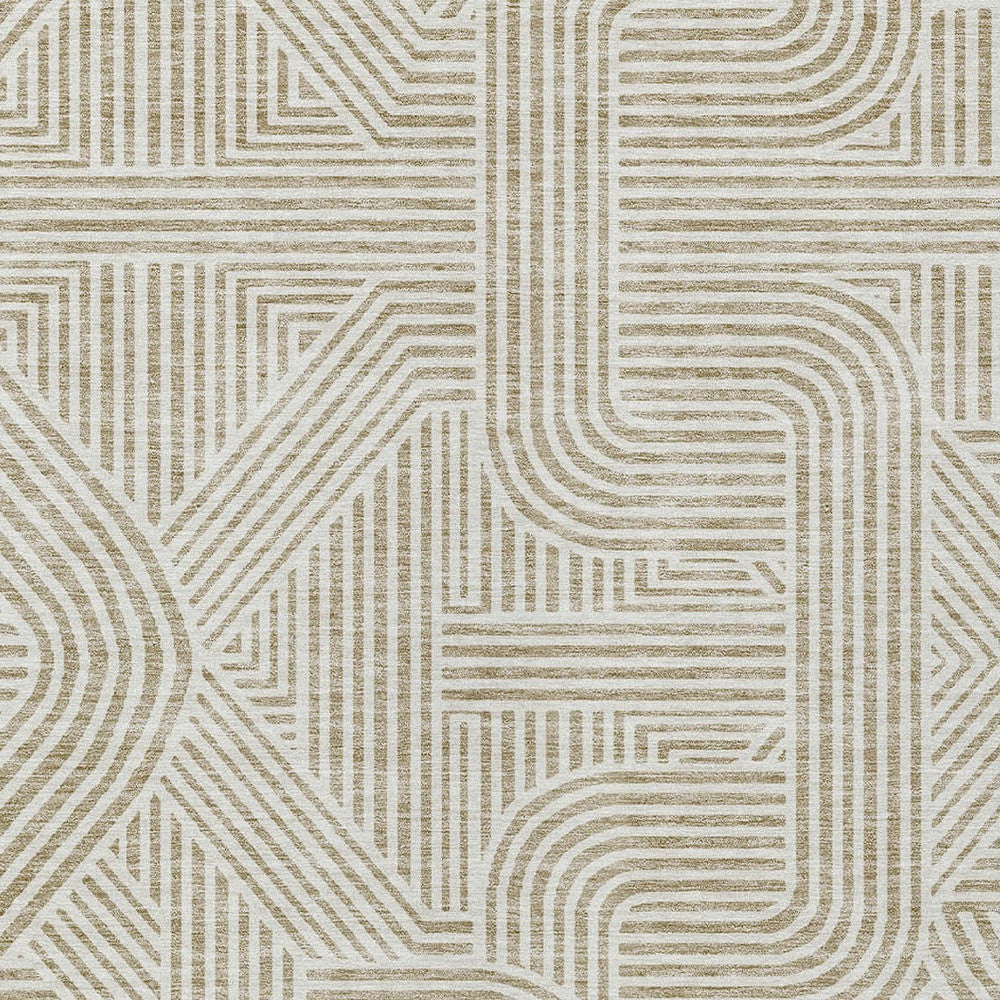 Tabselect Home Line 8' X 10' Beige And Brown Abstract Washable Indoor Outdoor Area Rug