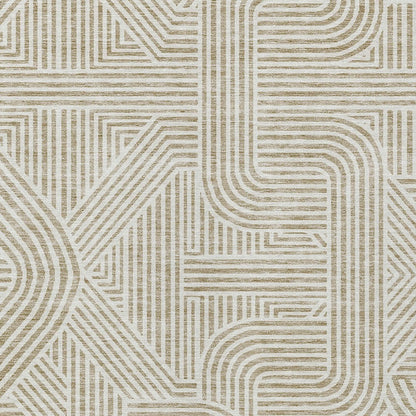 Tabselect Home Line 8' X 10' Beige And Brown Abstract Washable Indoor Outdoor Area Rug