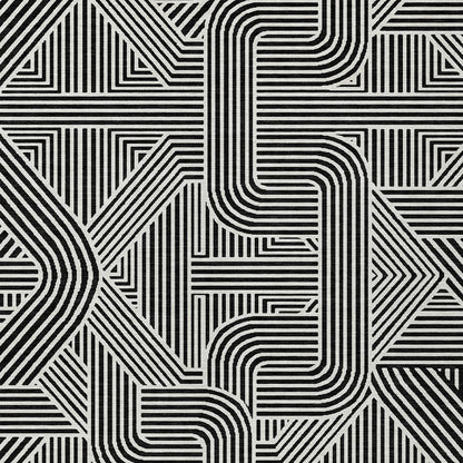 Tabselect Home Line 8' X 10' Black And Ivory Abstract Washable Indoor Outdoor Area Rug