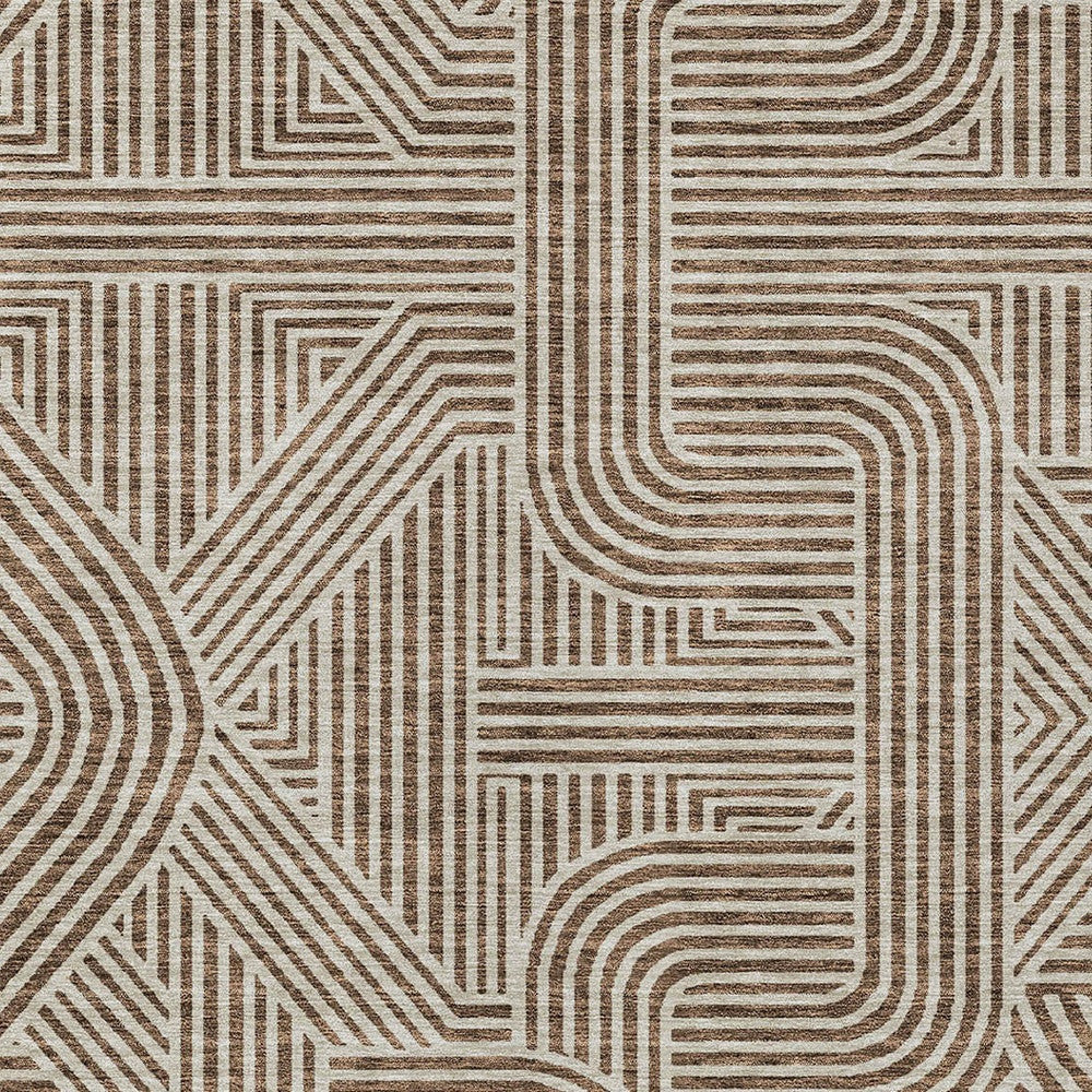 Tabselect Home Line 5' X 8' Brown And Beige Abstract Washable Indoor Outdoor Area Rug