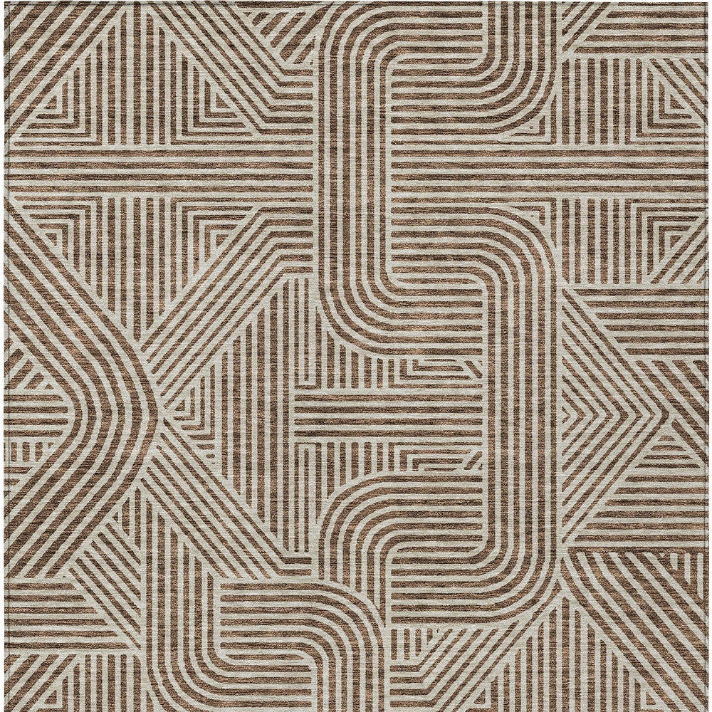 Tabselect Home Line 8' X 10' Brown And Beige Abstract Washable Indoor Outdoor Area Rug