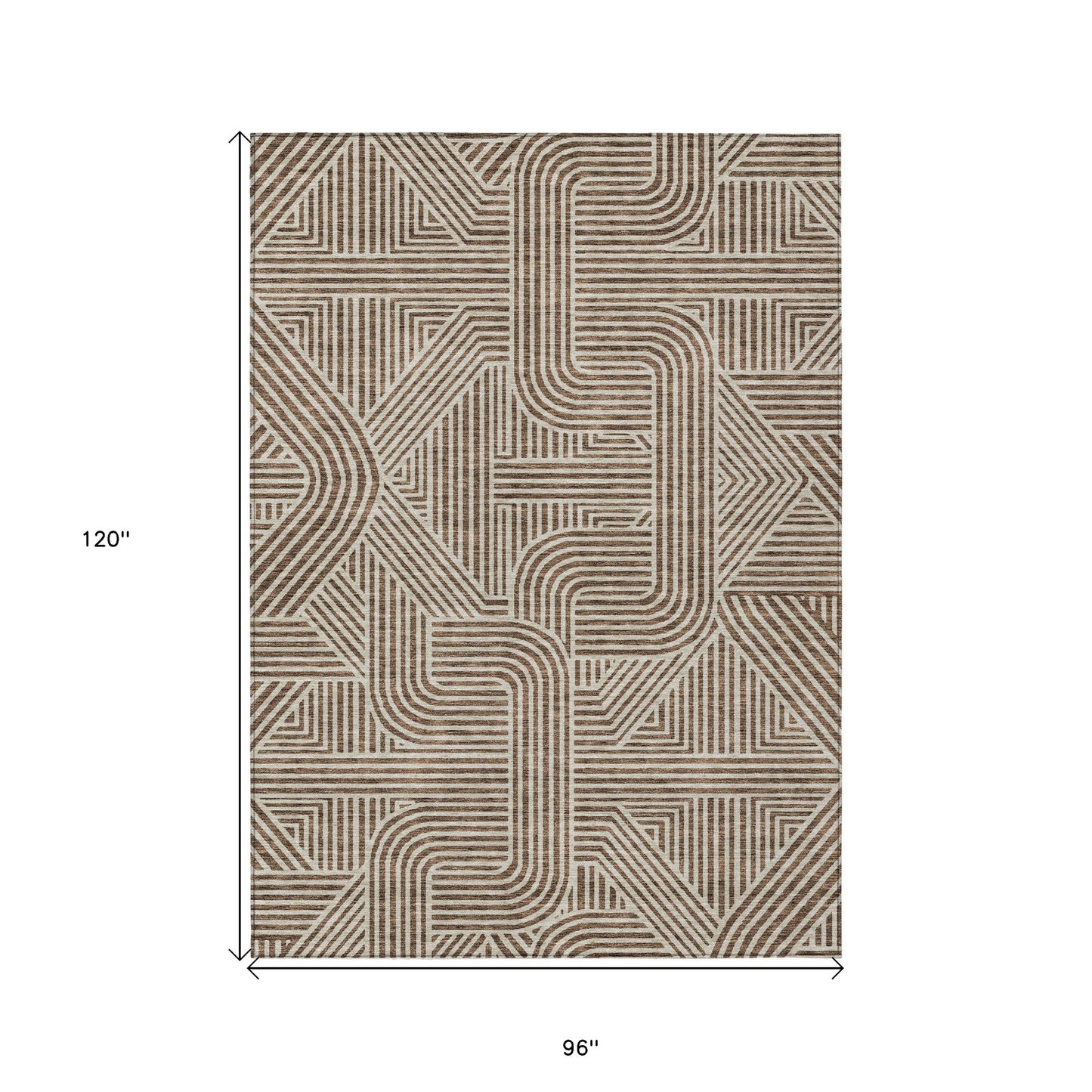 Tabselect Home Line 8' X 10' Brown And Beige Abstract Washable Indoor Outdoor Area Rug