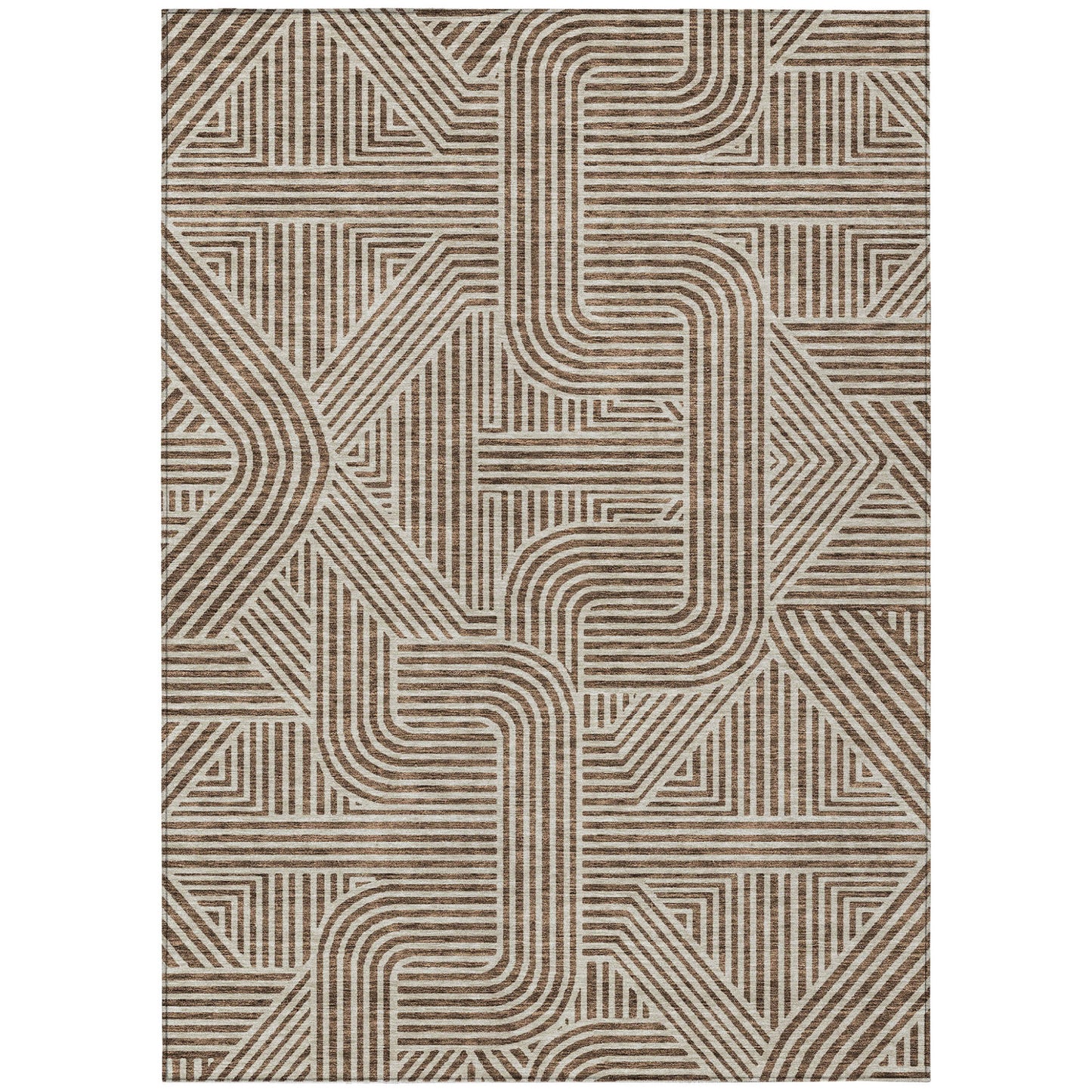Tabselect Home Line 8' X 10' Brown And Beige Abstract Washable Indoor Outdoor Area Rug