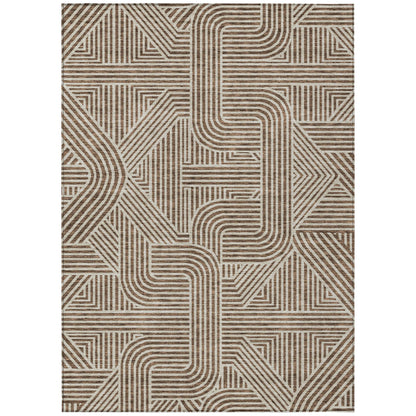 Tabselect Home Line 8' X 10' Brown And Beige Abstract Washable Indoor Outdoor Area Rug