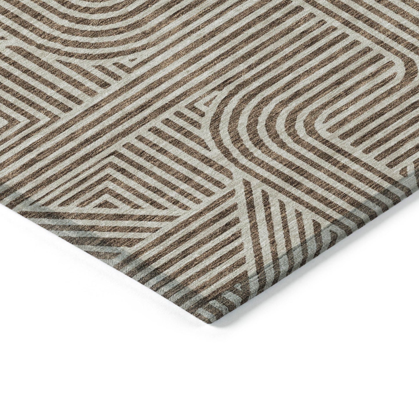 Tabselect Home Line 8' X 10' Brown And Beige Abstract Washable Indoor Outdoor Area Rug