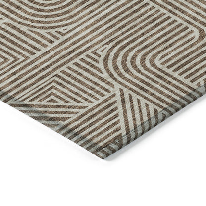 Tabselect Home Line 8' X 10' Brown And Beige Abstract Washable Indoor Outdoor Area Rug
