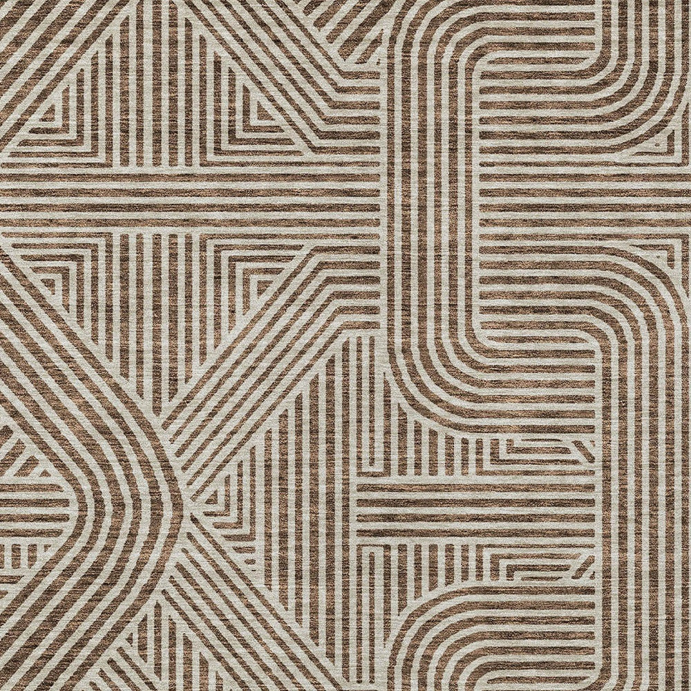 Tabselect Home Line 8' X 10' Brown And Beige Abstract Washable Indoor Outdoor Area Rug