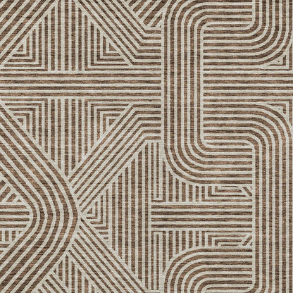 Tabselect Home Line 8' X 10' Brown And Beige Abstract Washable Indoor Outdoor Area Rug