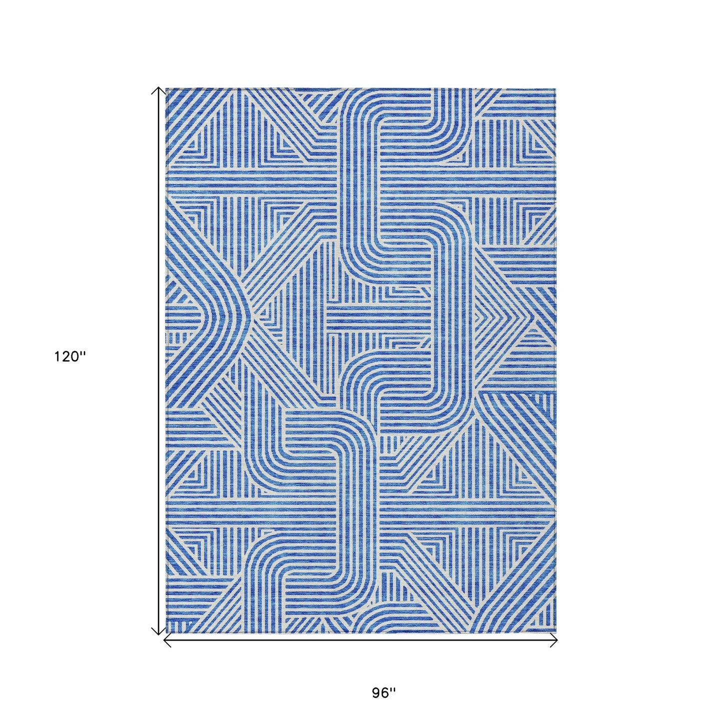 Tabselect Home Line 8' X 10' Blue And Ivory Abstract Washable Indoor Outdoor Area Rug