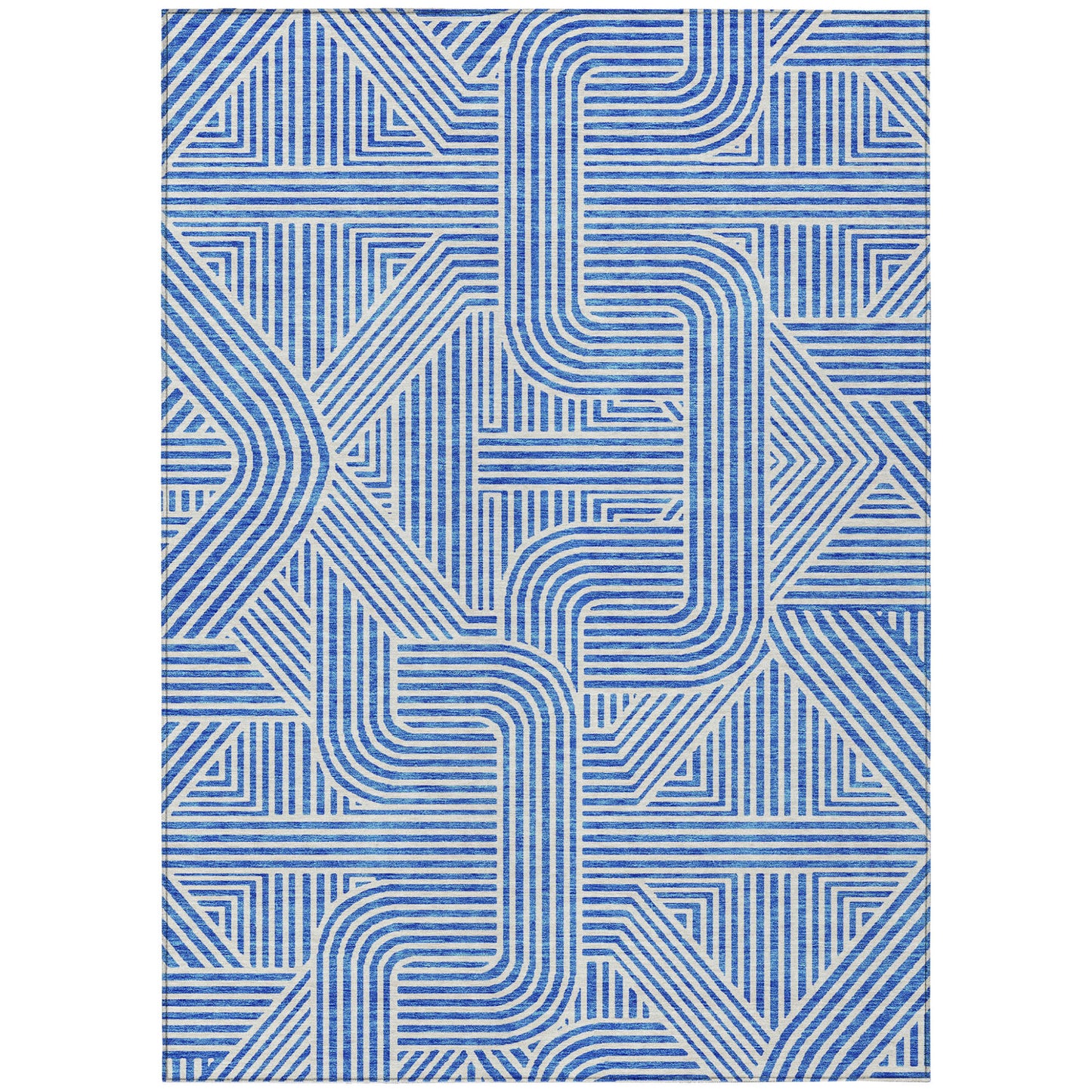 Tabselect Home Line 8' X 10' Blue And Ivory Abstract Washable Indoor Outdoor Area Rug