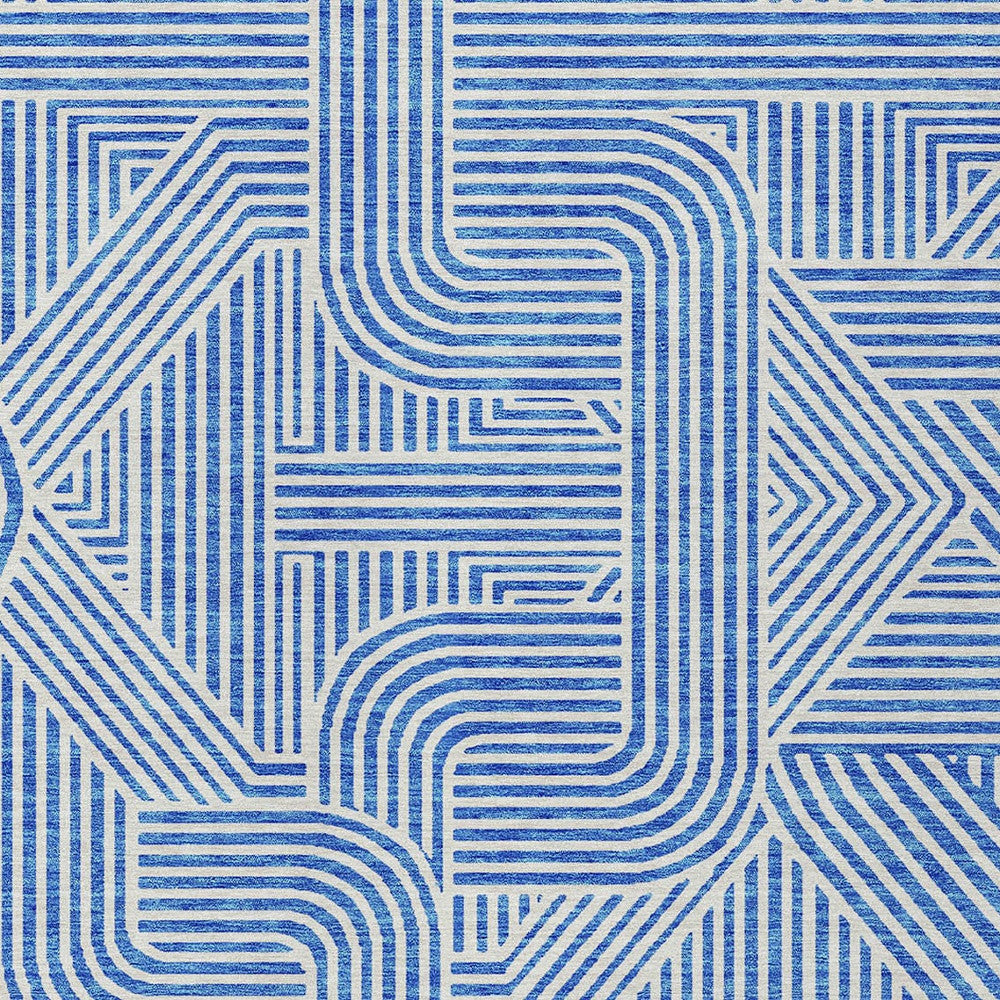 Tabselect Home Line 8' X 10' Blue And Ivory Abstract Washable Indoor Outdoor Area Rug