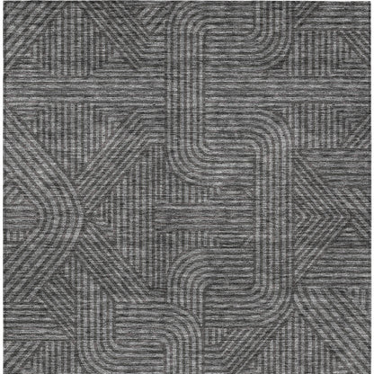 Tabselect Home Line 5' X 8' Charcoal And Gray Abstract Washable Indoor Outdoor Area Rug