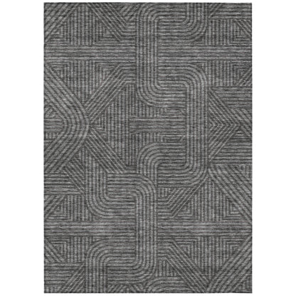 Tabselect Home Line 5' X 8' Charcoal And Gray Abstract Washable Indoor Outdoor Area Rug