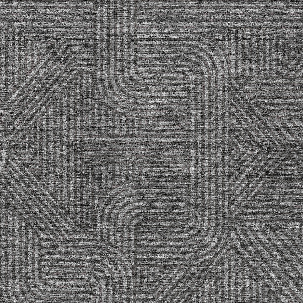 Tabselect Home Line 5' X 8' Charcoal And Gray Abstract Washable Indoor Outdoor Area Rug