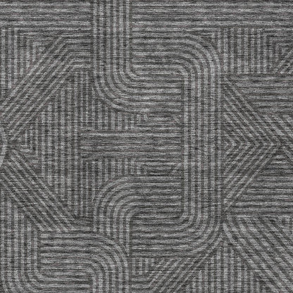Tabselect Home Line 5' X 8' Charcoal And Gray Abstract Washable Indoor Outdoor Area Rug