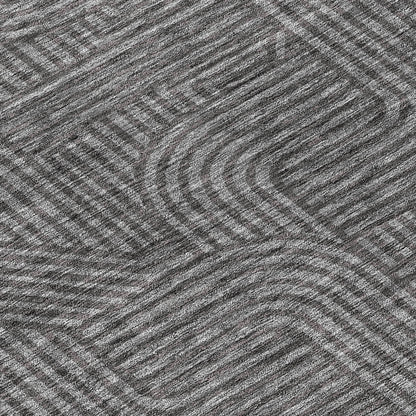 Tabselect Home Line 8' Charcoal And Gray Round Abstract Washable Indoor Outdoor Area Rug