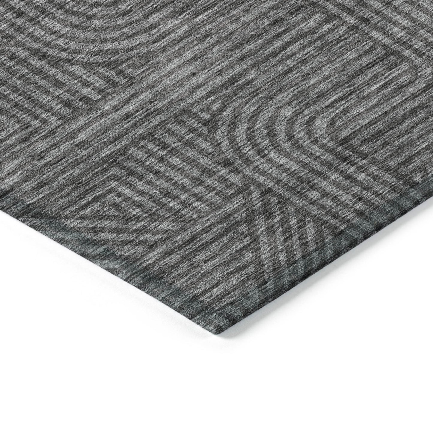 Tabselect Home Line 8' X 10' Charcoal And Gray Abstract Washable Indoor Outdoor Area Rug