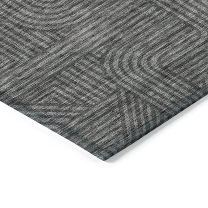 Tabselect Home Line 8' X 10' Charcoal And Gray Abstract Washable Indoor Outdoor Area Rug